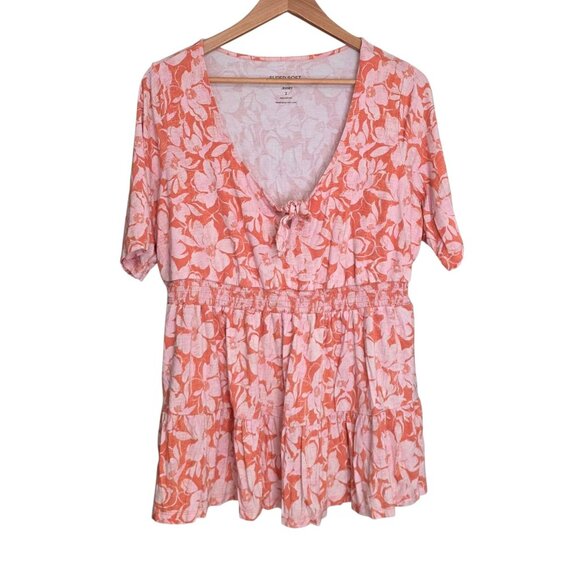 Women's - Torrid Floral Tie Front Babydoll Super Soft Jersey Top, Size 2 - Picture 2 of 10